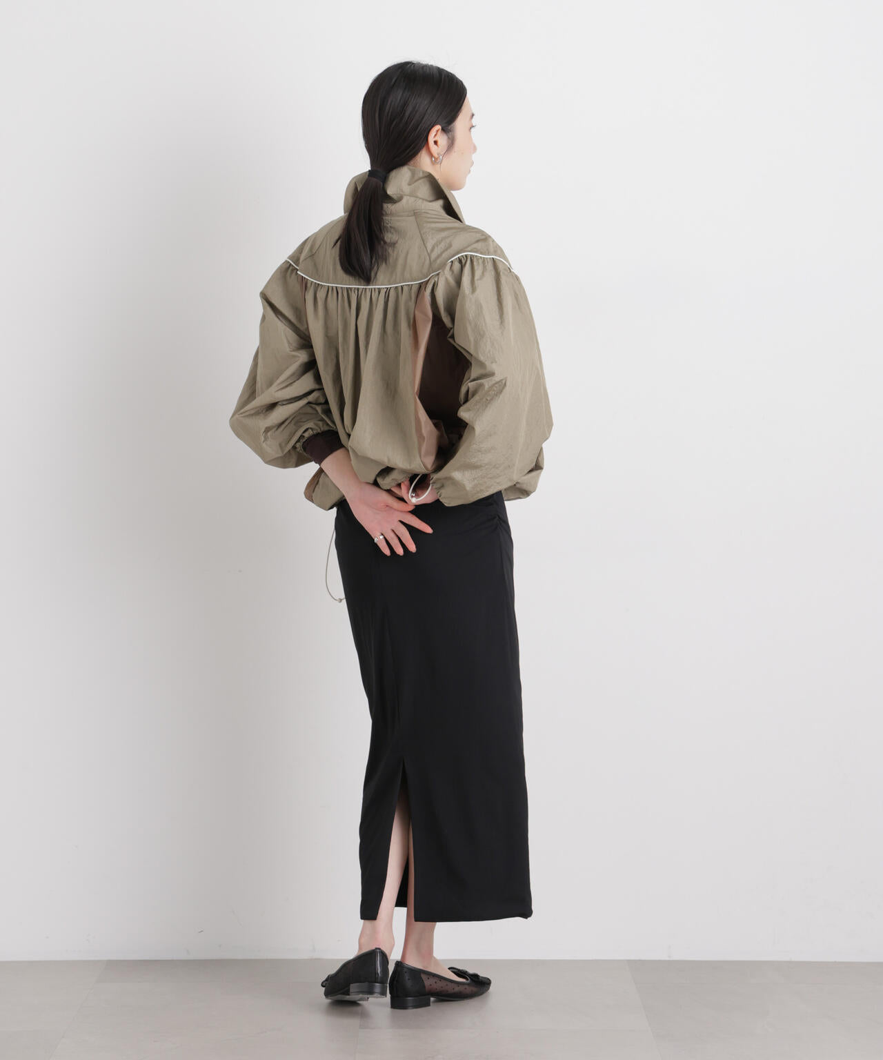 サイドギャザーカットタイトスカート 6696130312