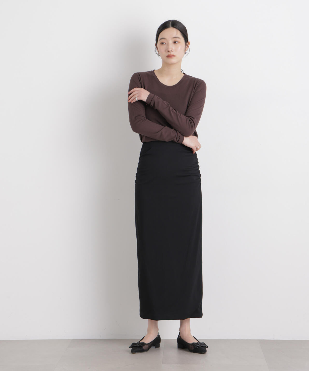 サイドギャザーカットタイトスカート 6696130312