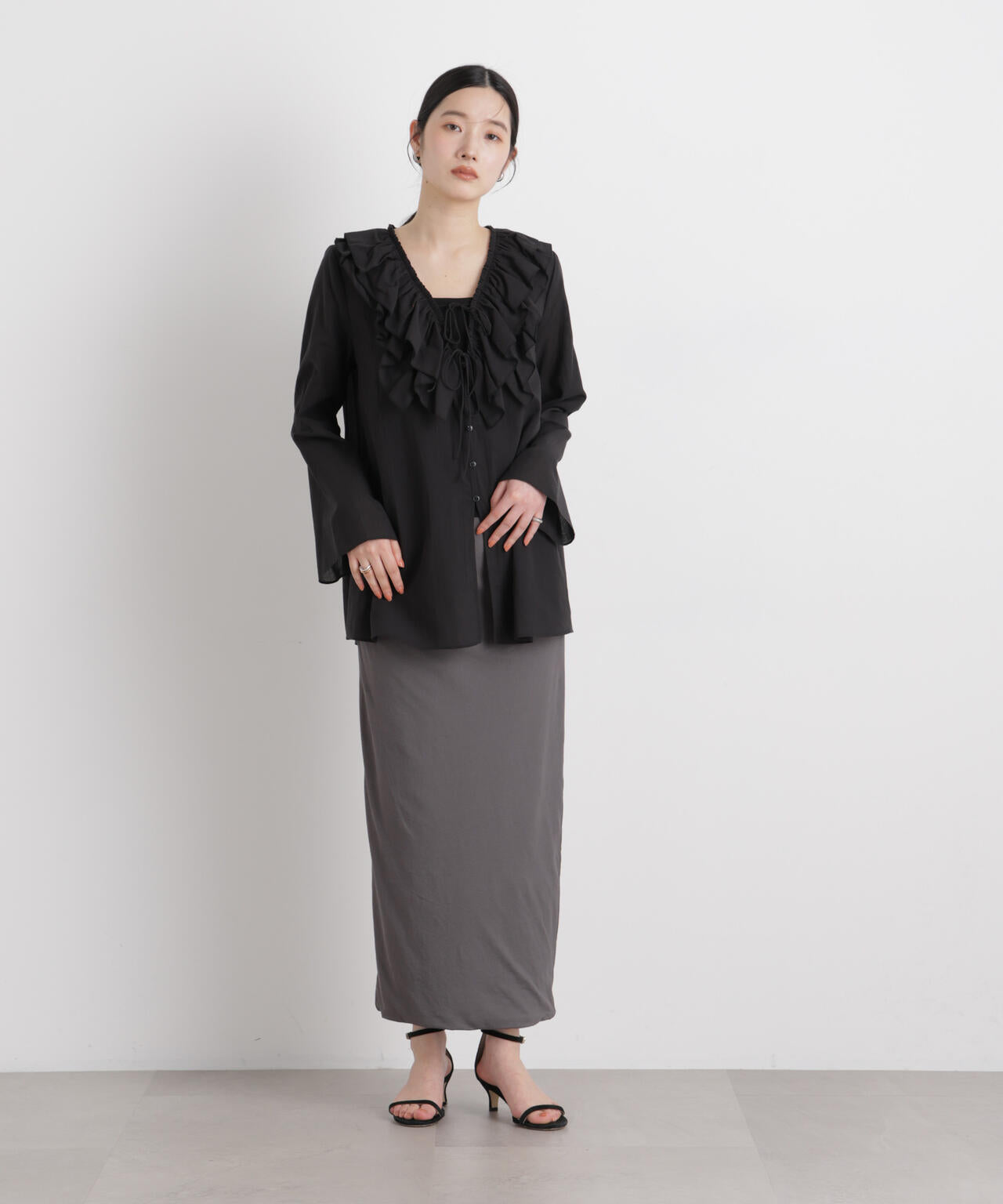 サイドギャザーカットタイトスカート 6696130312