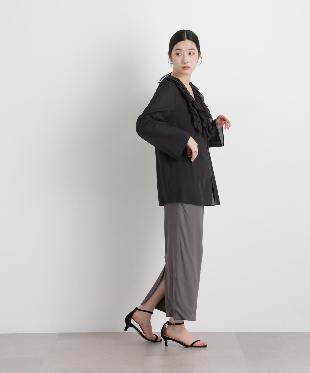 サイドギャザーカットタイトスカート 6696130312