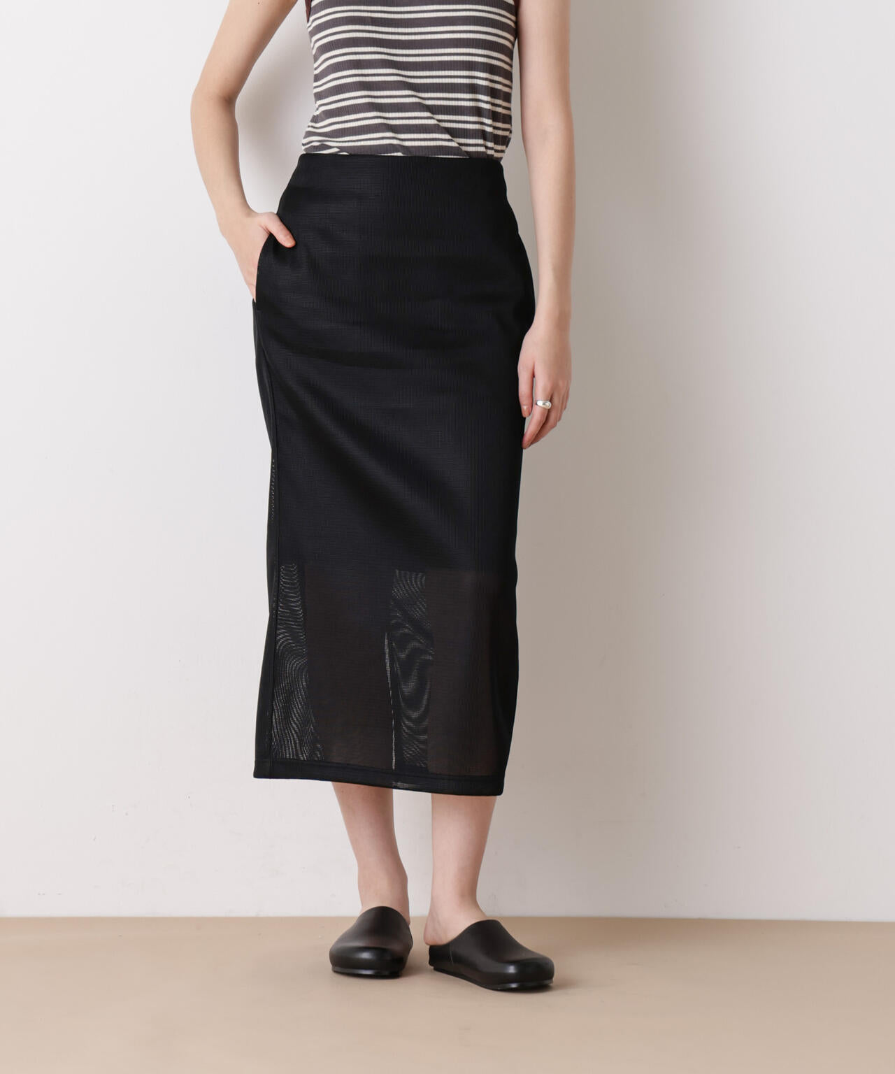 「STEVELOUR」シアーメッシュダンボールタイトスカート(セットアップ可) 6696130314