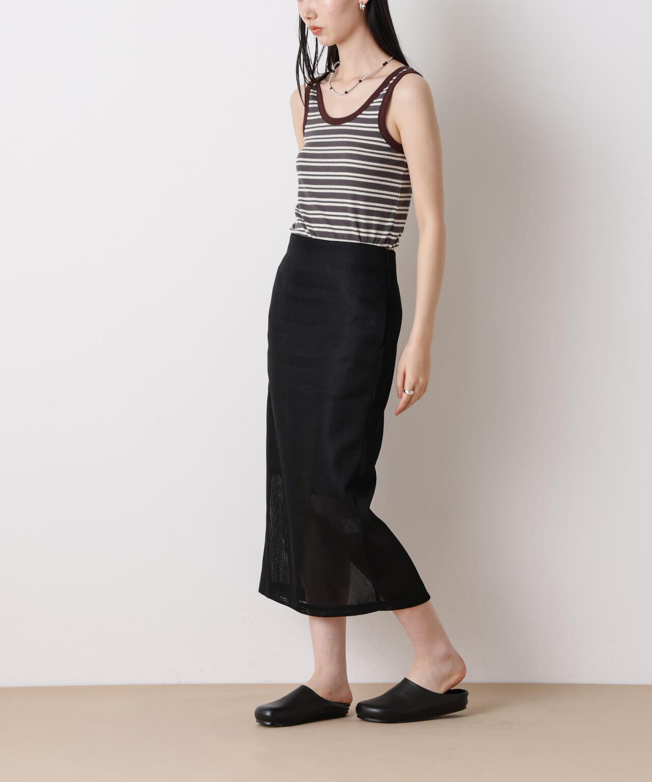 「STEVELOUR」シアーメッシュダンボールタイトスカート(セットアップ可) 6696130314