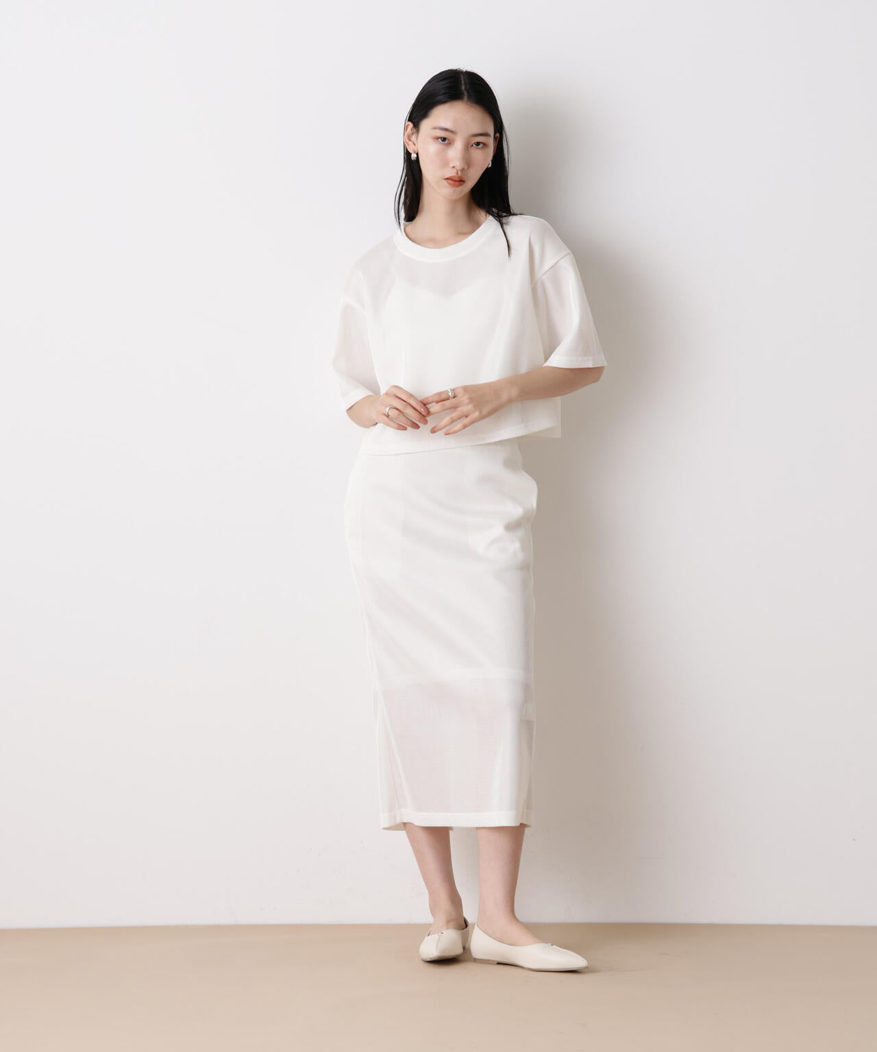 「STEVELOUR」シアーメッシュダンボールタイトスカート(セットアップ可) 6696130314