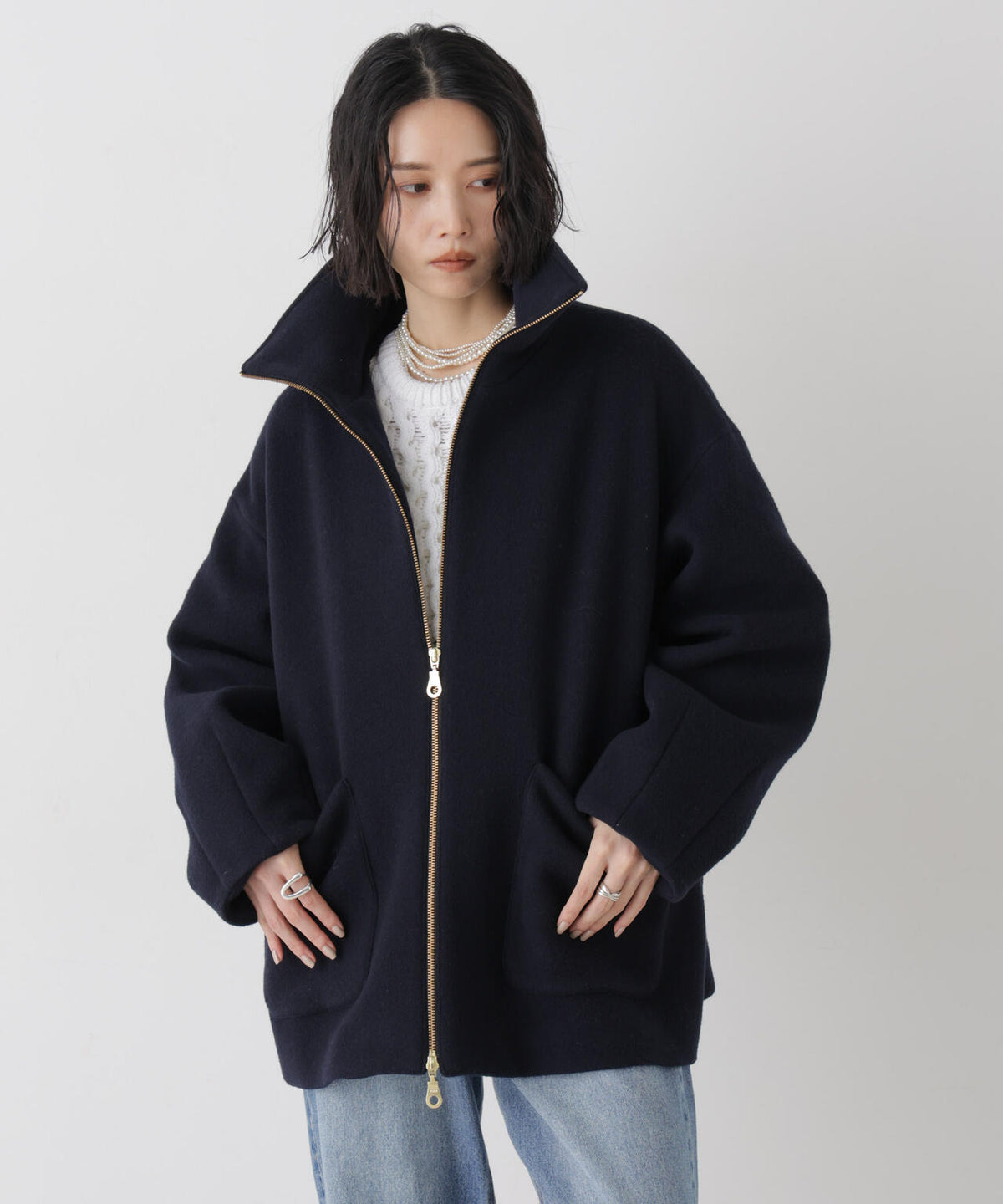 ウールパイルスタンドジップコート 6696211300