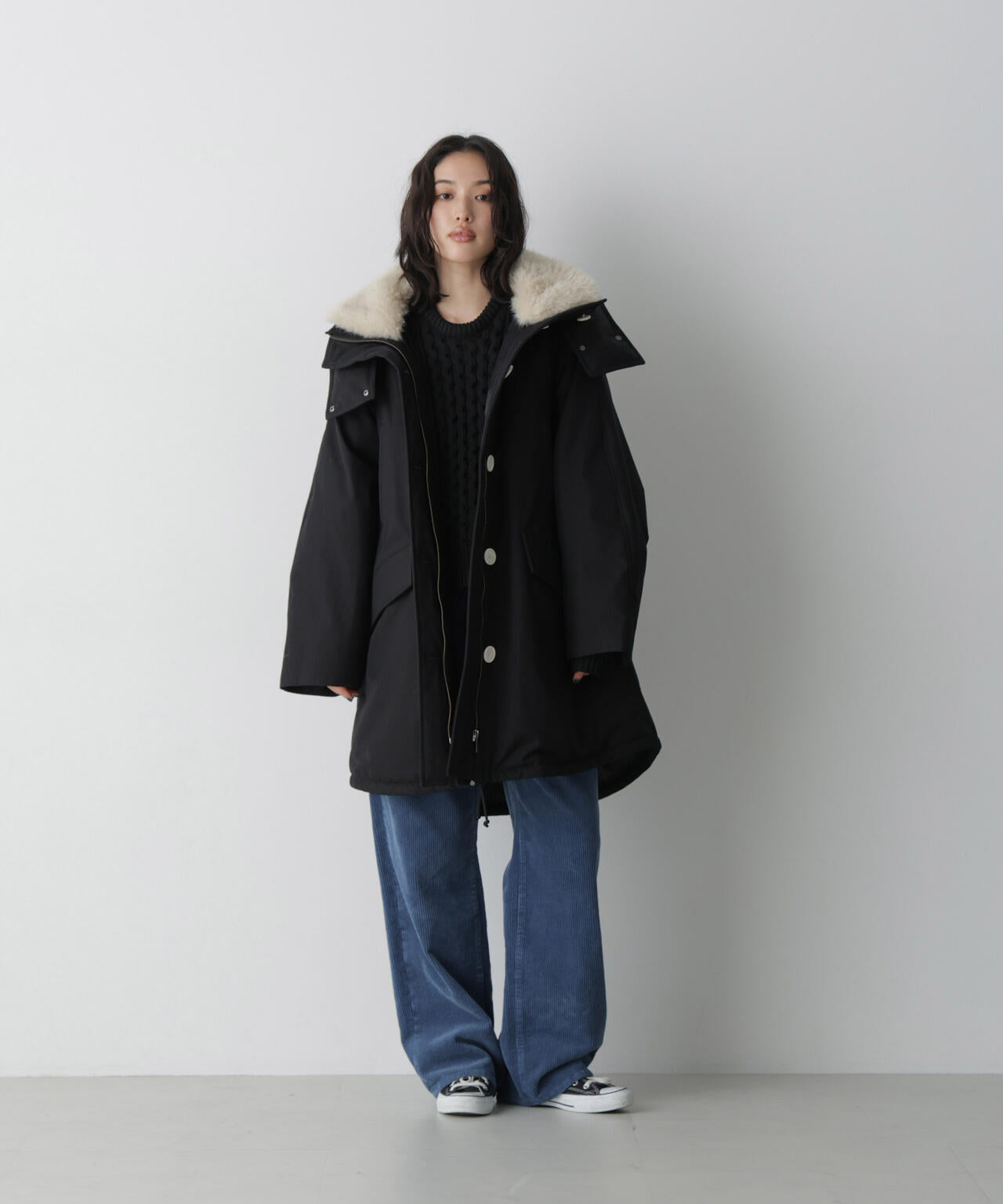 「STEVELOUR」「西川ダウン(R)」ファー付きコート 6696214306