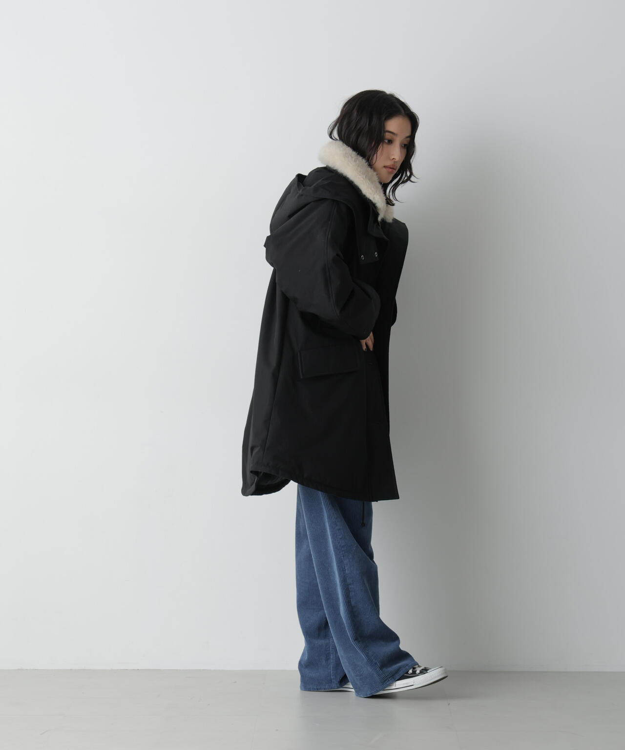 「STEVELOUR」「西川ダウン(R)」ファー付きコート 6696214306