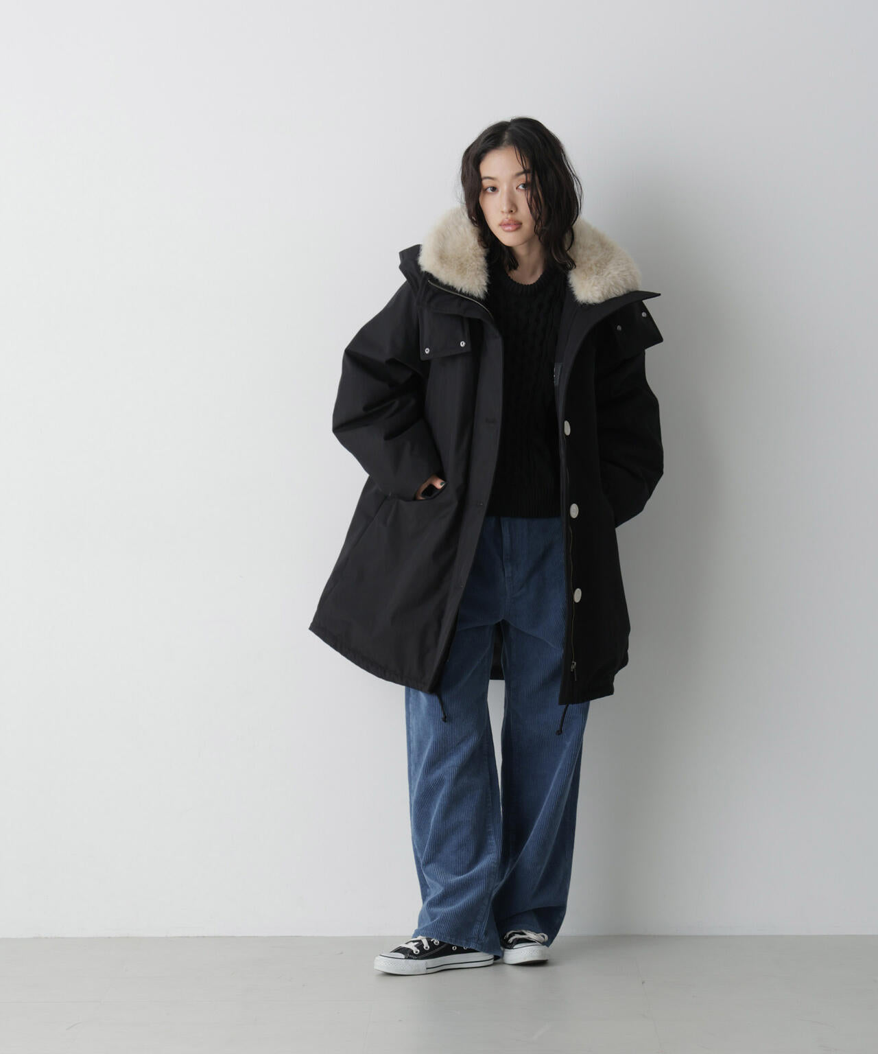 「STEVELOUR」「西川ダウン(R)」ファー付きコート 6696214306