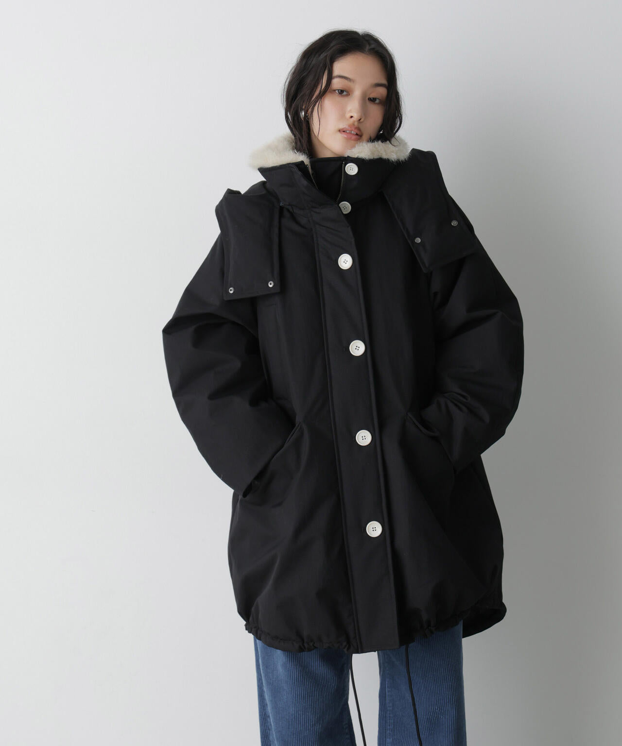 「STEVELOUR」「西川ダウン(R)」ファー付きコート 6696214306