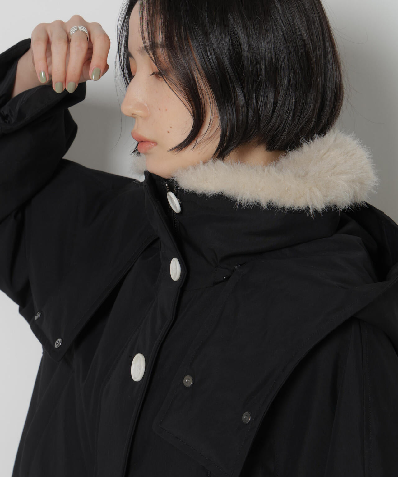 「STEVELOUR」「西川ダウン(R)」ファー付きコート 6696214306
