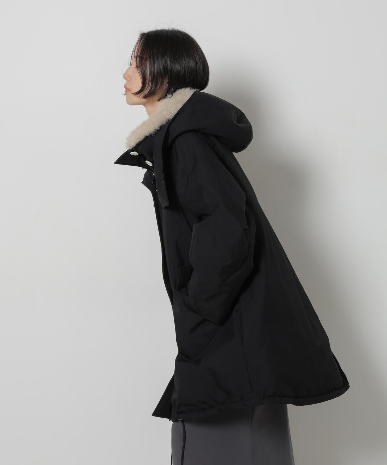 「STEVELOUR」「西川ダウン(R)」ファー付きコート 6696214306