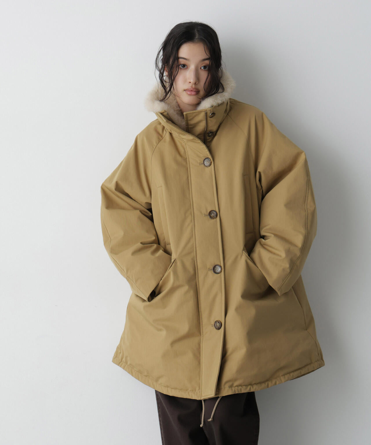 「STEVELOUR」「西川ダウン(R)」ファー付きコート 6696214306