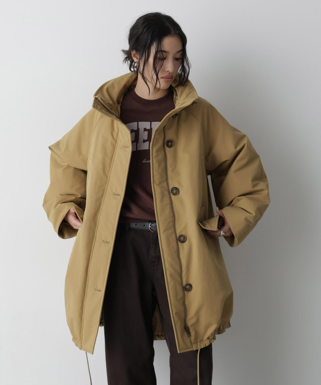 「STEVELOUR」「西川ダウン(R)」ファー付きコート 6696214306