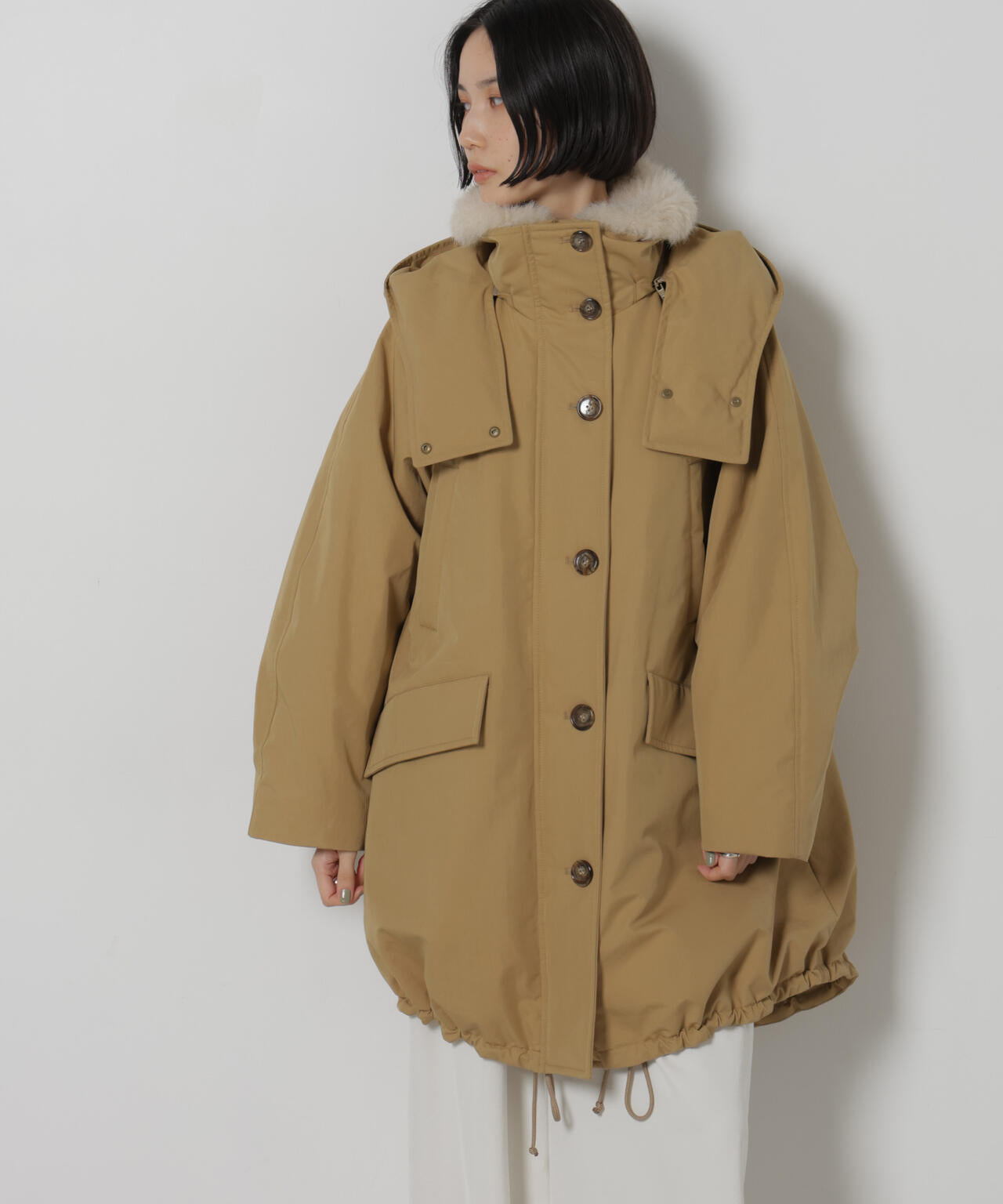 「STEVELOUR」「西川ダウン(R)」ファー付きコート 6696214306