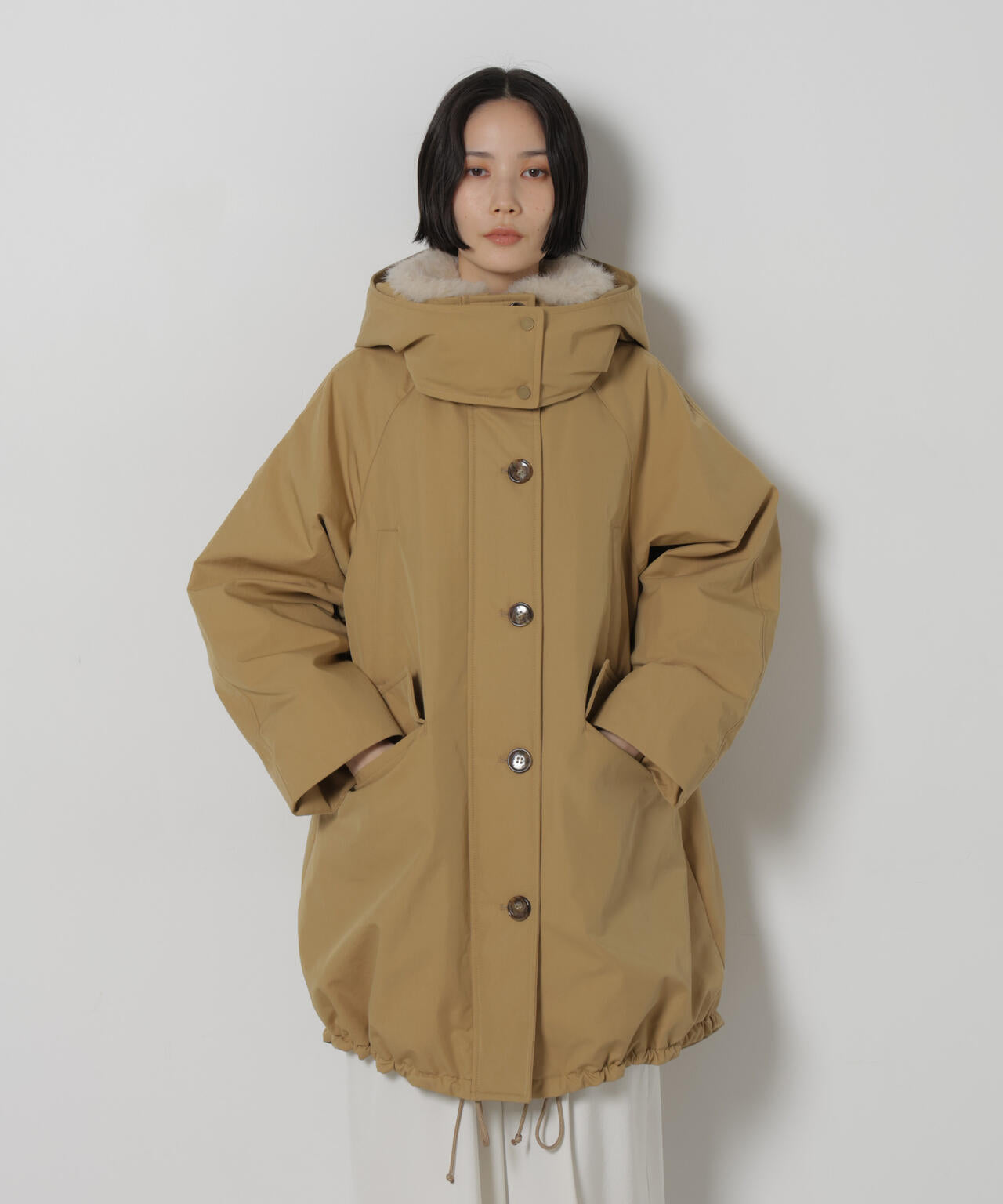 「STEVELOUR」「西川ダウン(R)」ファー付きコート 6696214306