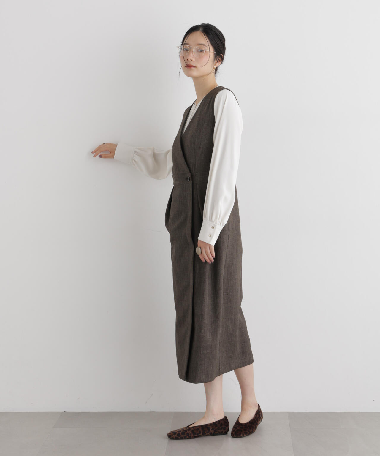 シャンブレーシャークスキンカシュクールワンピース 6696219302