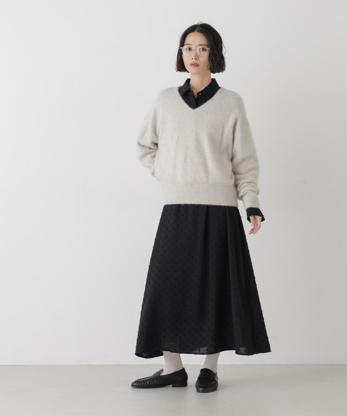 カットジャガードドットワンピース 6696219320