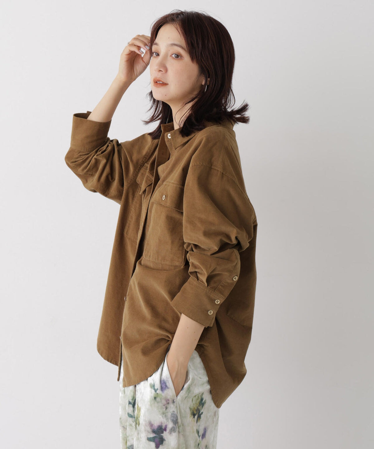 コーデュロイカシュクール2wayシャツ 6696220318