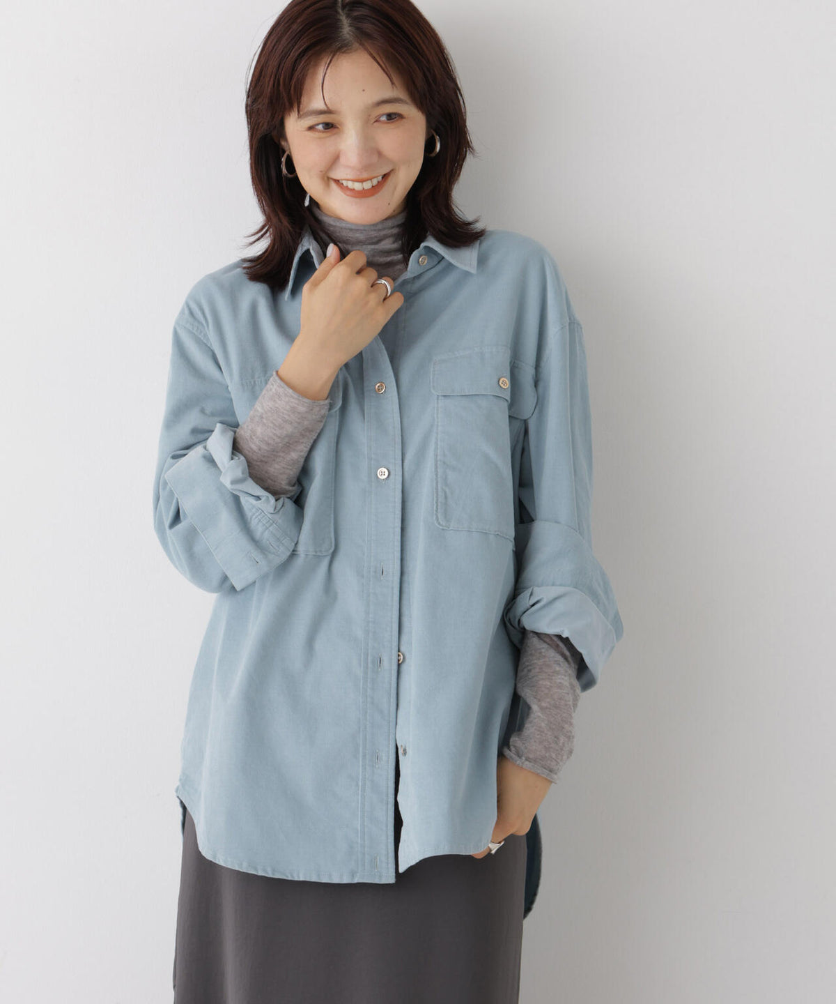 コーデュロイカシュクール2wayシャツ 6696220318
