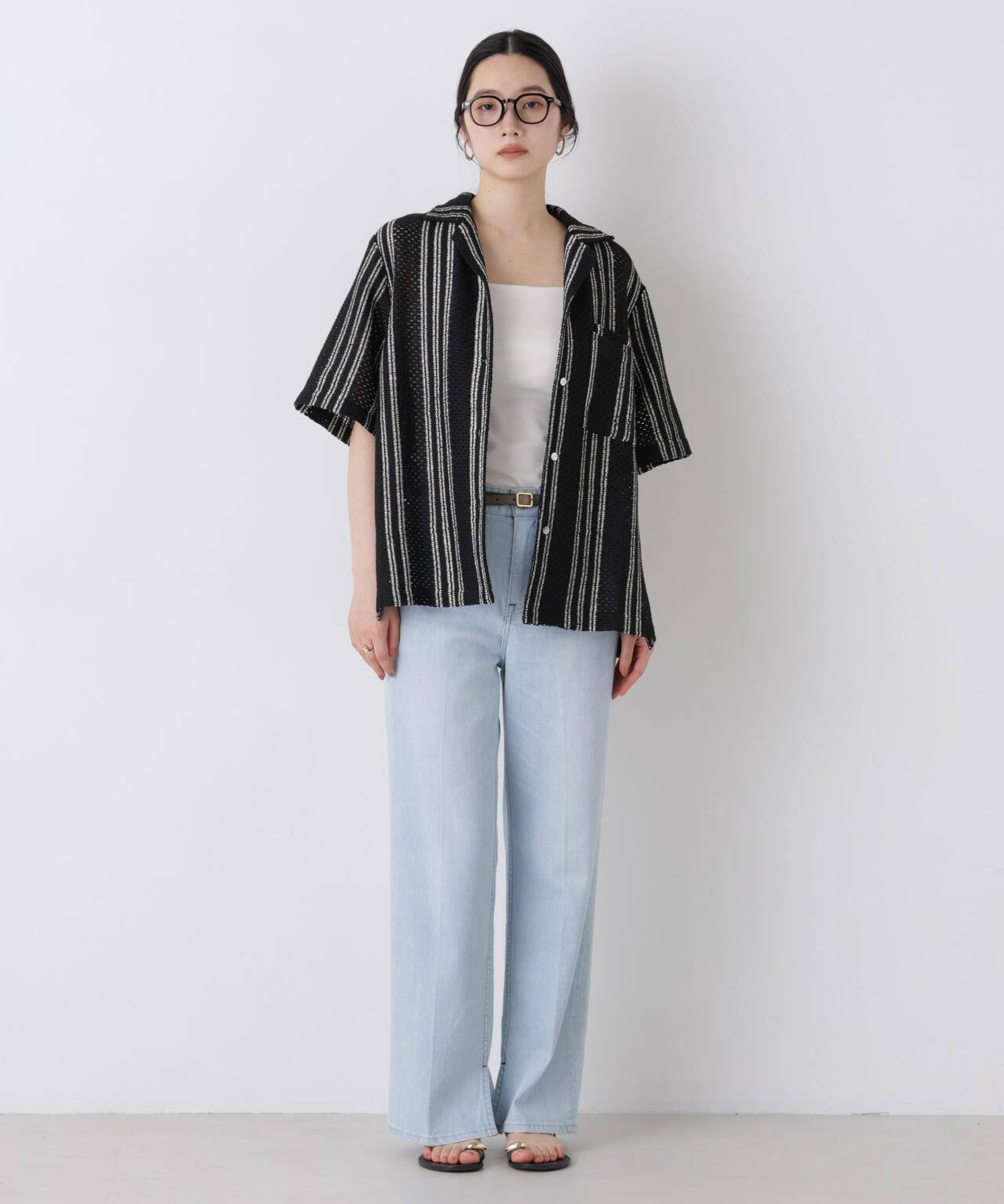 made in india ジャカード ストライプ シャツ ( セットアップ 可)