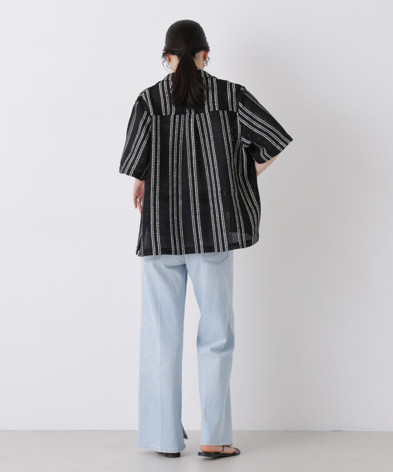 made in india ジャカード ストライプ シャツ ( セットアップ 可)