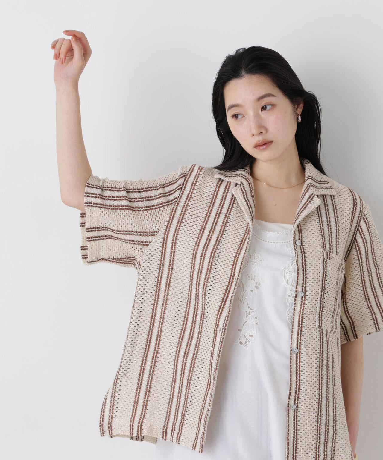 made in india ジャカード ストライプ シャツ ( セットアップ 可)