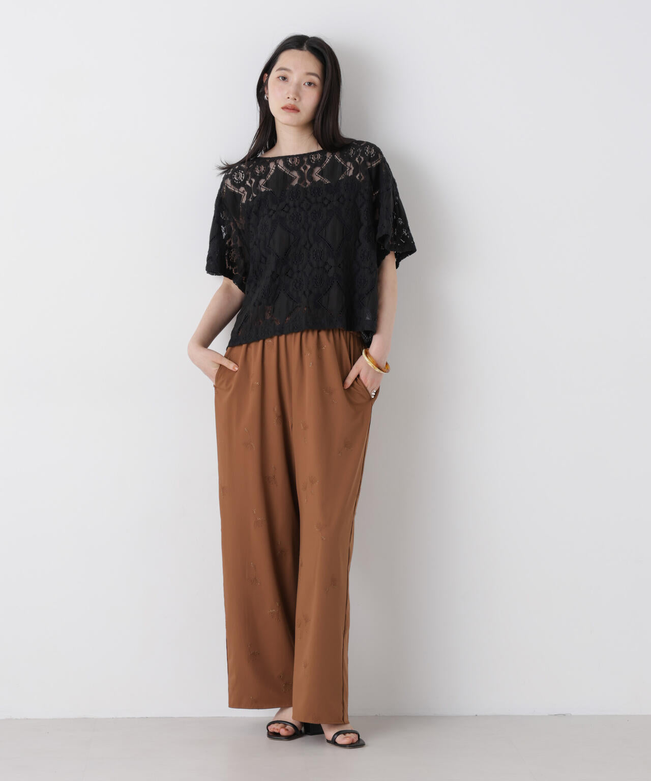 made in india レース ワイド ブラウス
