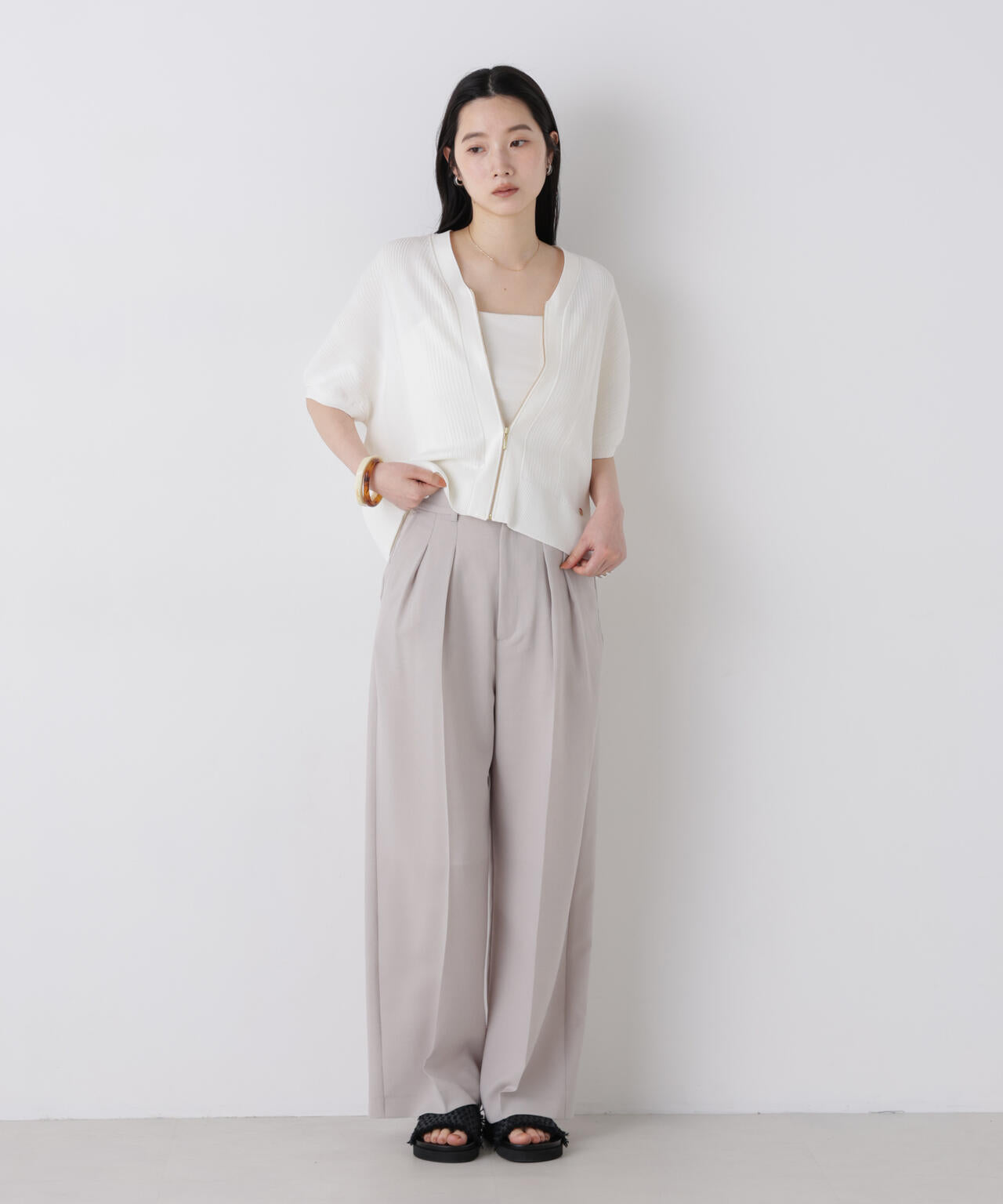 SUMMER VEIL KNIT ジップカーディガン 6696222311