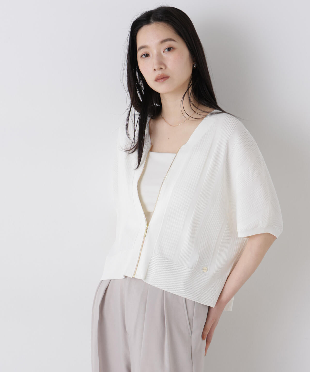 SUMMER VEIL KNIT ジップカーディガン