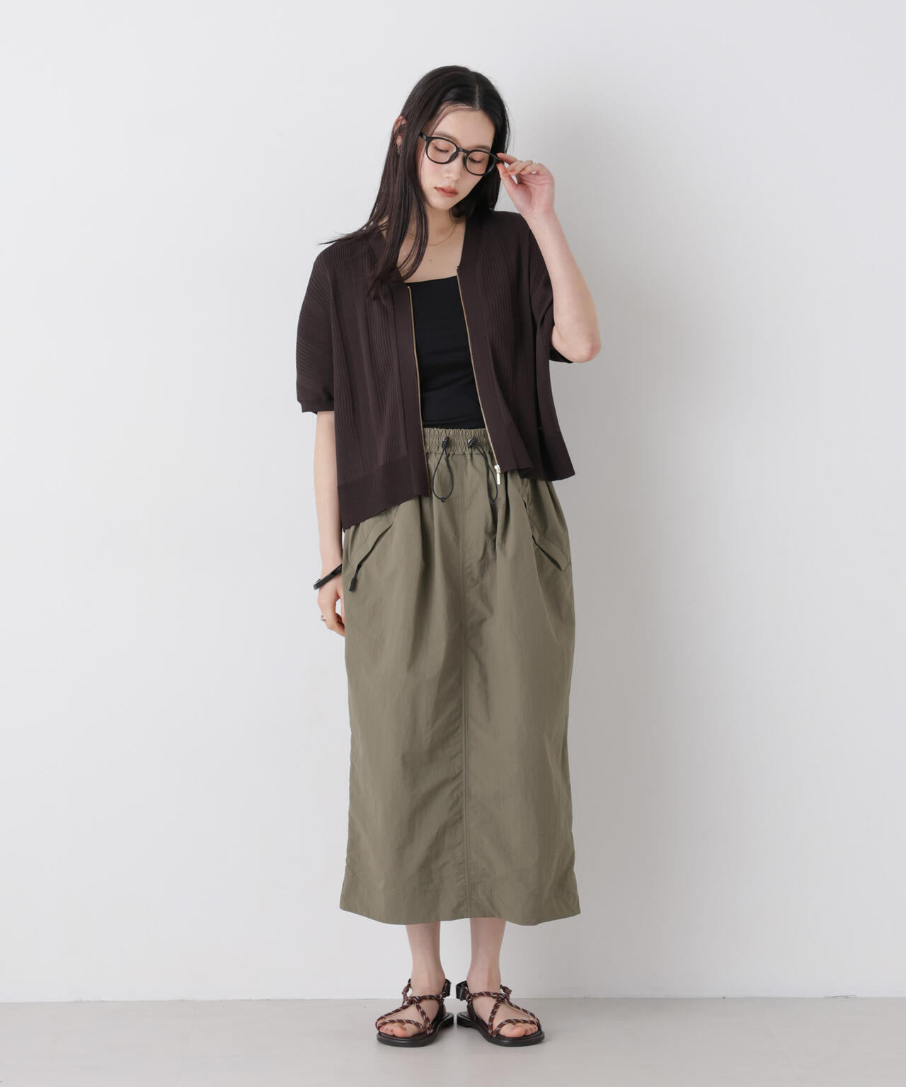 SUMMER VEIL KNIT ジップカーディガン 6696222311