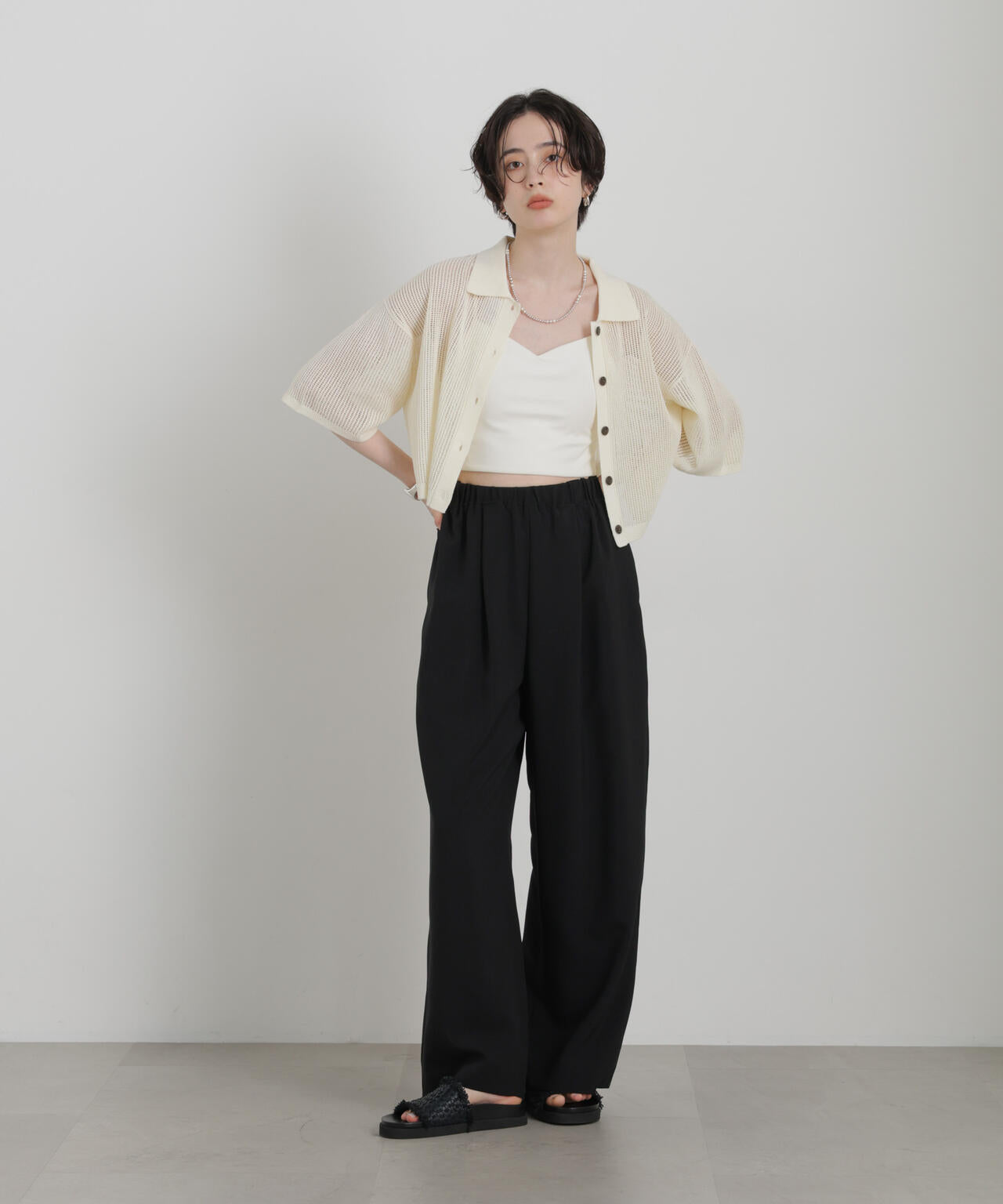 LEMAIRE ポロカーディガン ニットポロ メッシュニットポロカーディガン