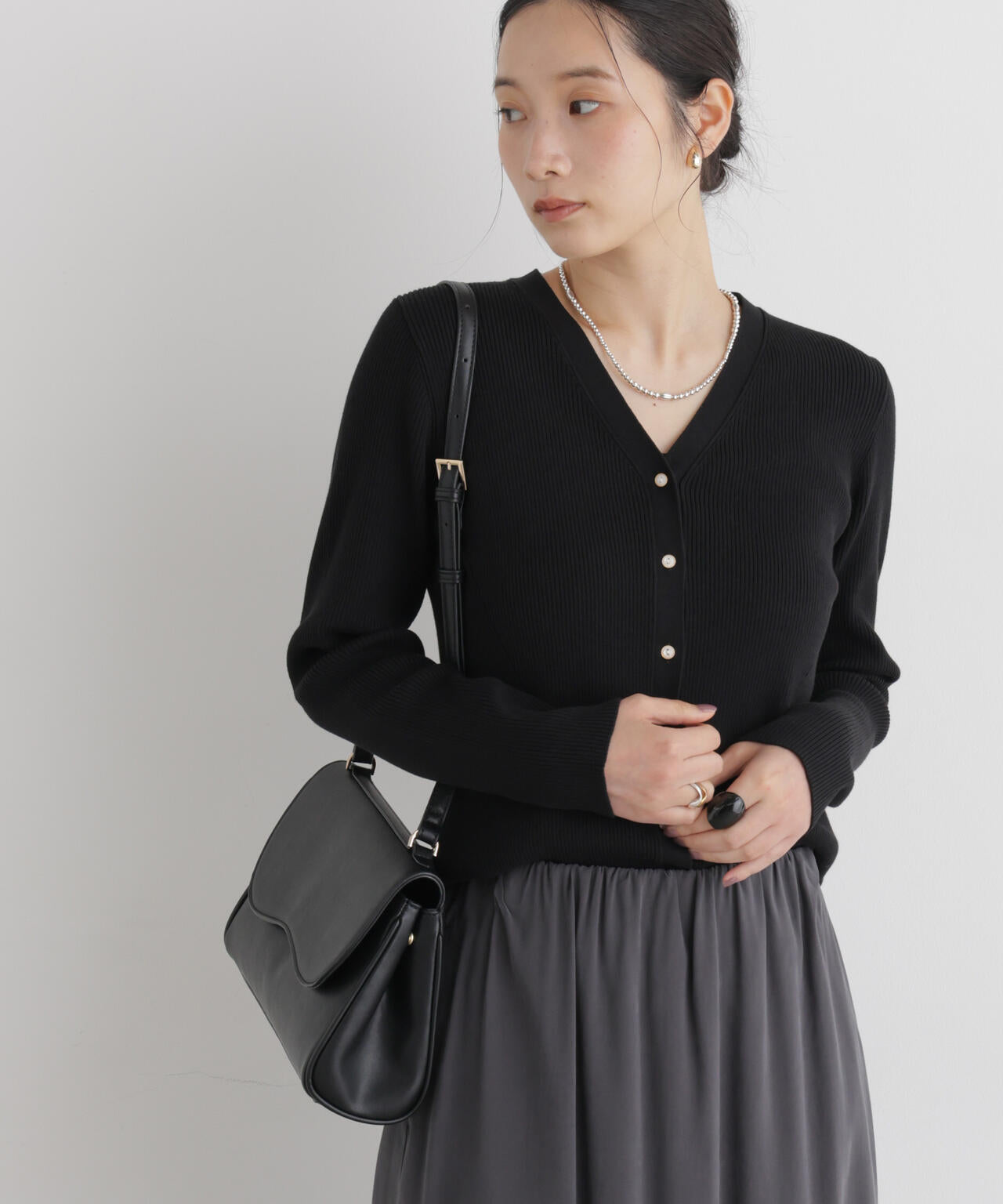 CICA&UVカット加工Vネックリブカーディガン 6696222318