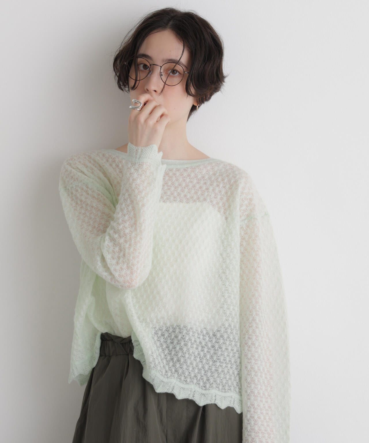 ヘアリーレースニットプルオーバー 6696222322
