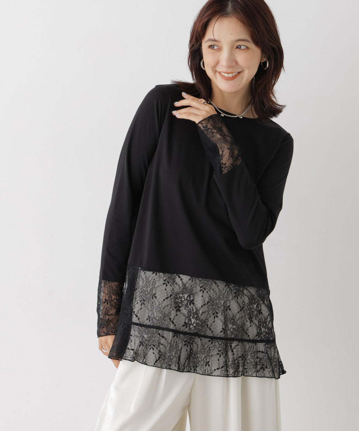 レースフレアヘムカットトップス 6696223309