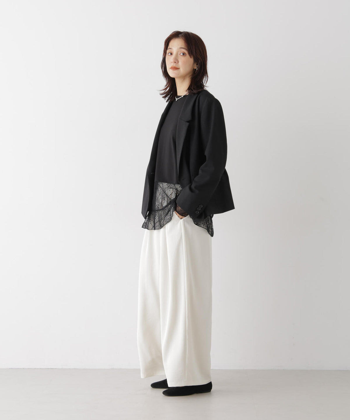 レースフレアヘムカットトップス 6696223309
