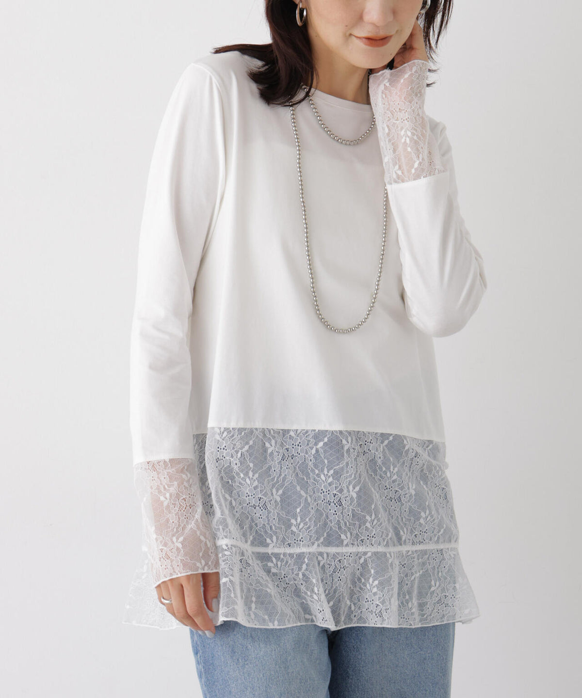 レースフレアヘムカットトップス 6696223309