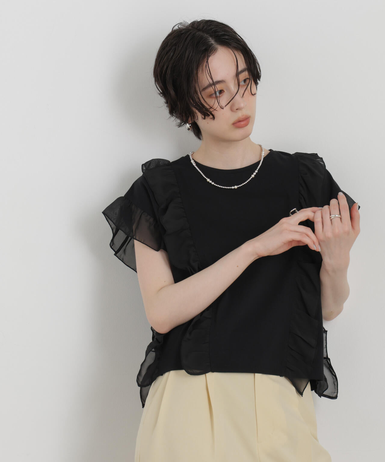 シフォンフリルカットソー 6696224302