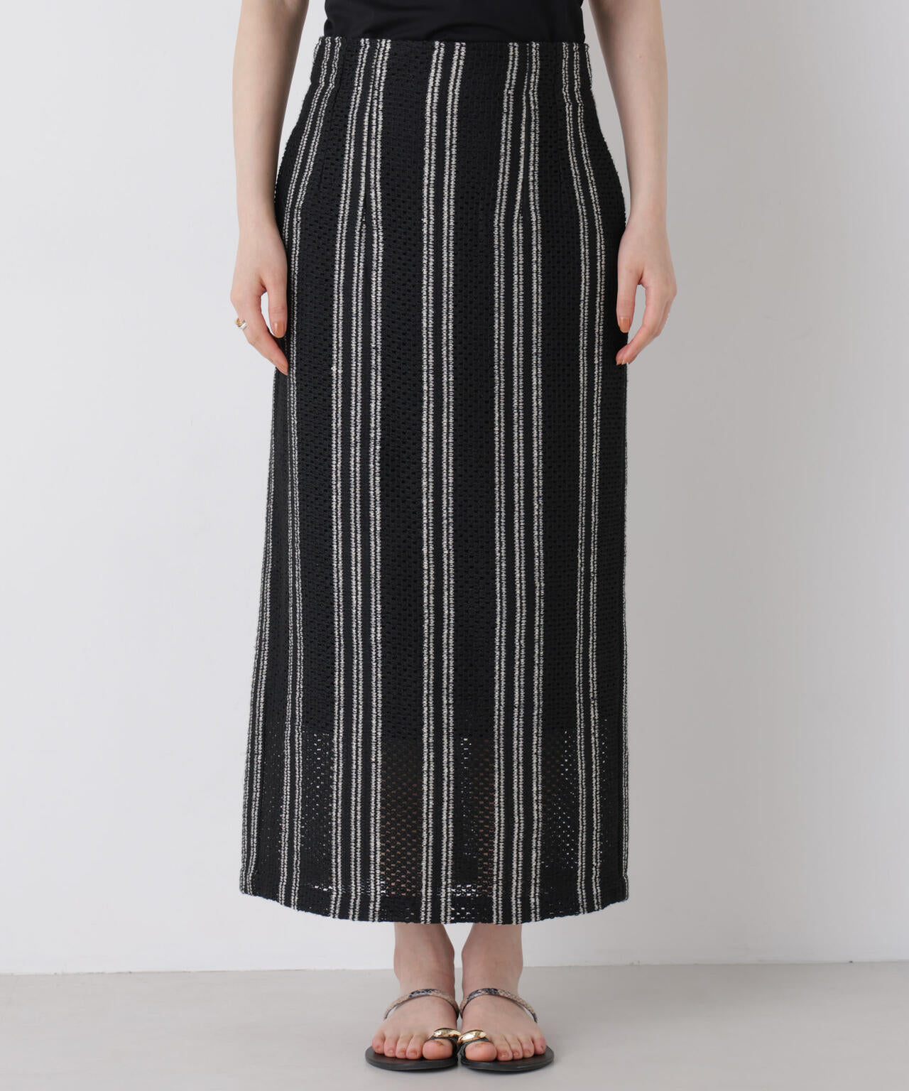 made in india ジャカード ストライプ Iライン スカート