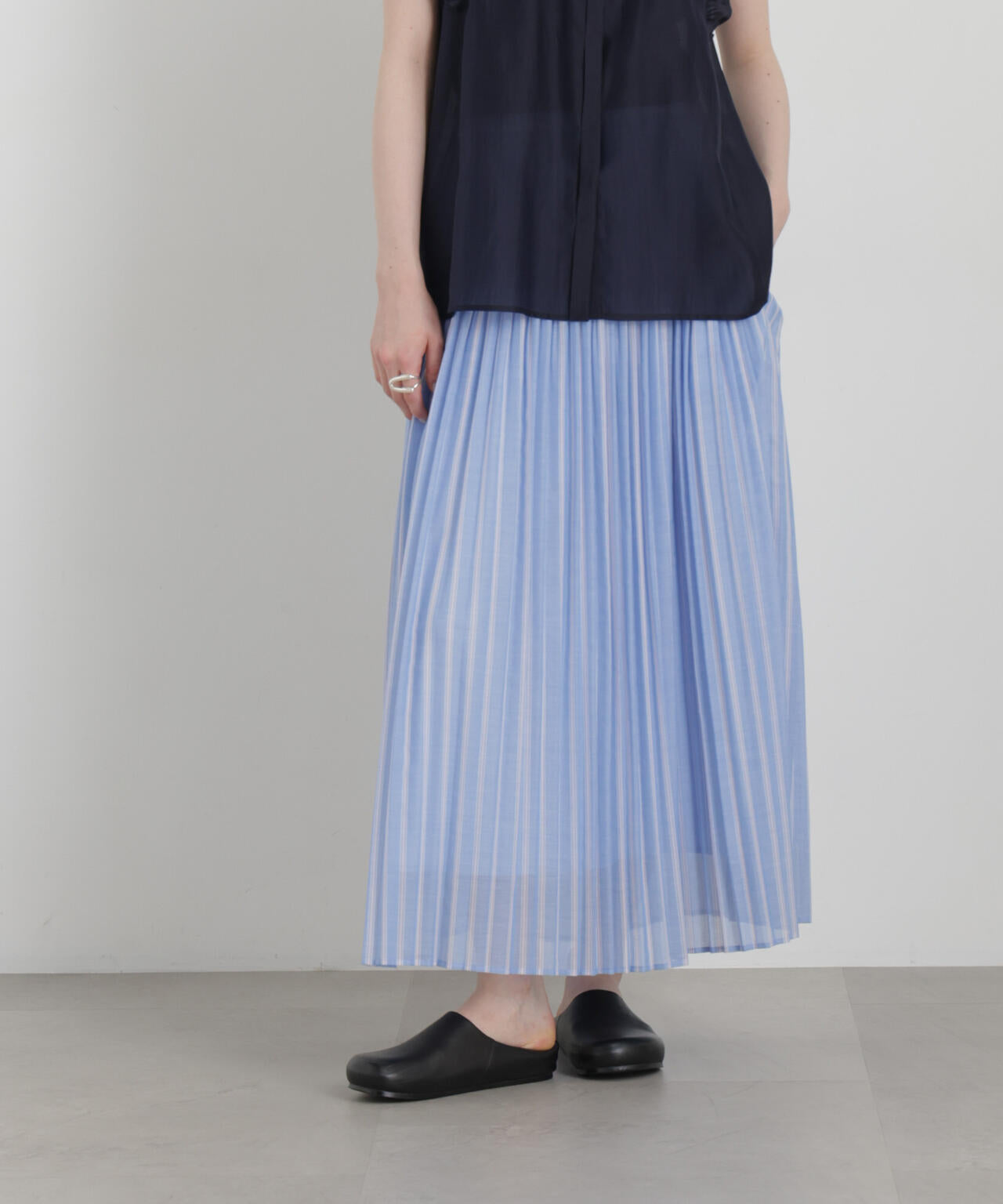 【極美品】Sov. ストライププリーツスカート 38 ストライププリーツマキシスカート