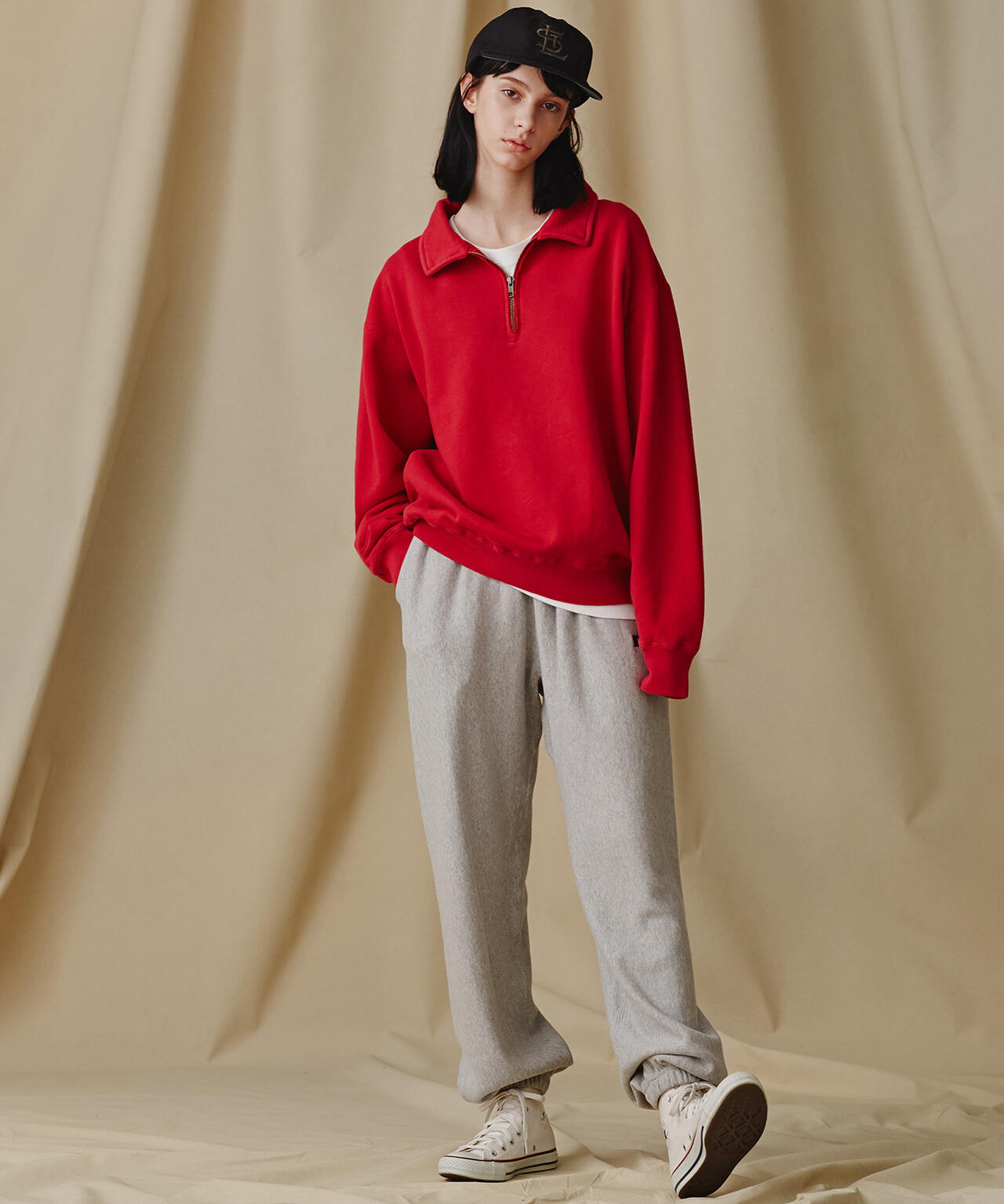 90's】【Made in USA】RUSSELL ハーフジップスウェット XL