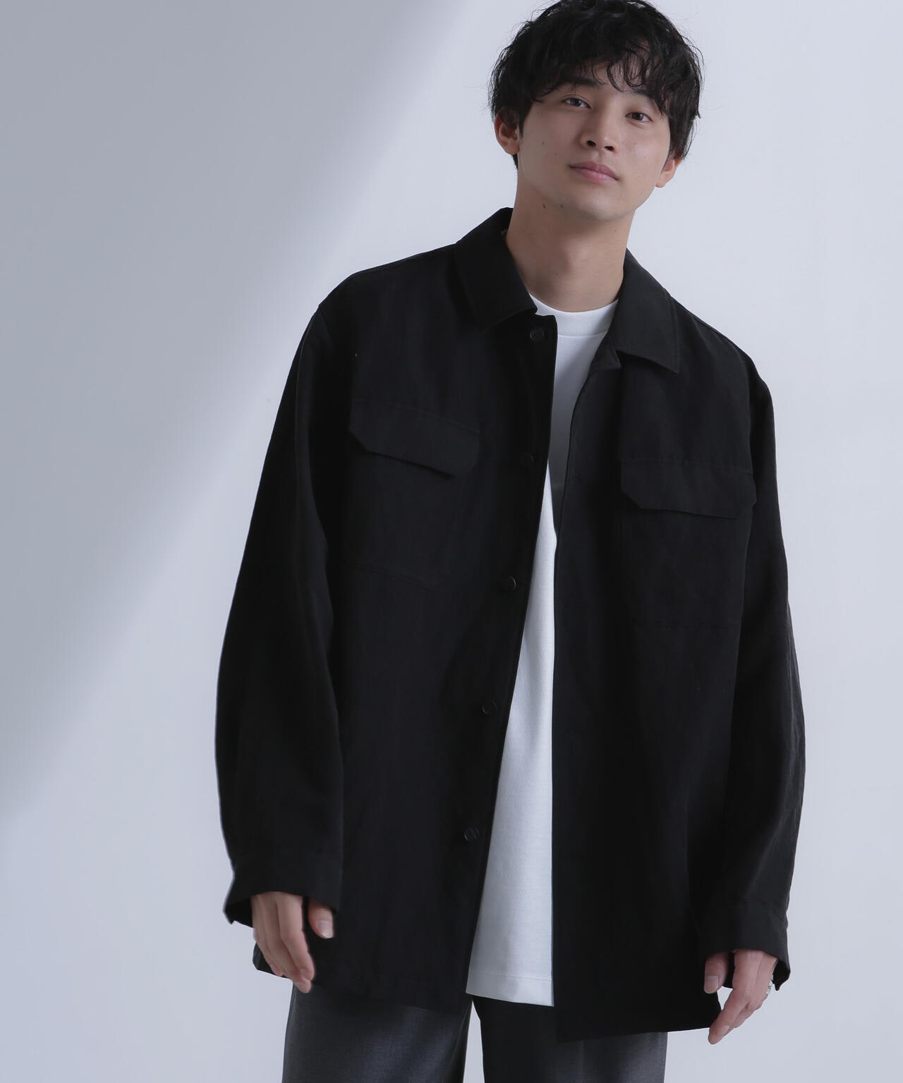 ATON エイトン　CPOジャケット ブラック　サイズ1 ATON ブラック ノーカラージャケット （ATON（エイトン）の