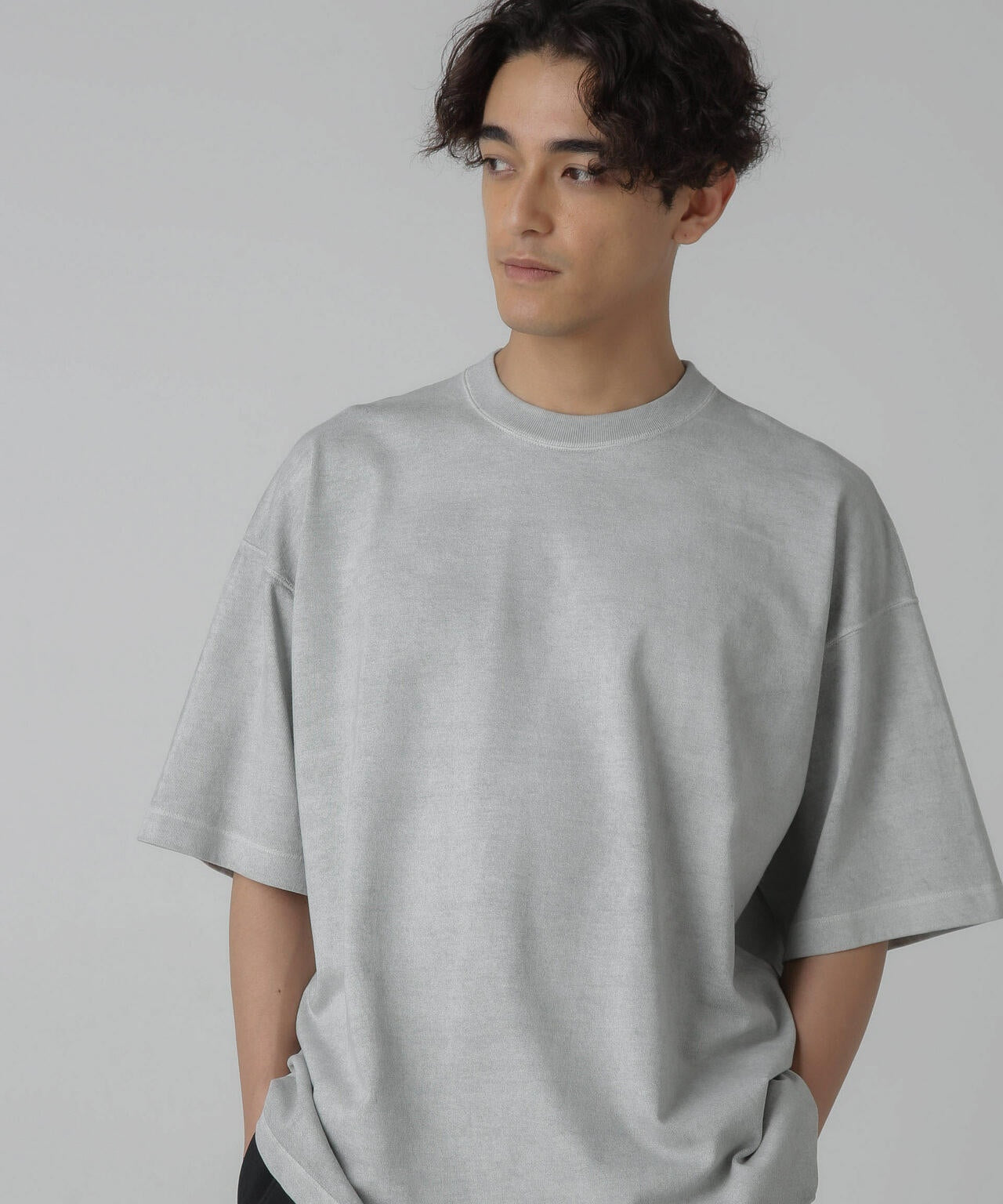 トップス YLEVE OPEN END COTTON PIGMENT DYE P/O 1 Gray Open End Cotton Pigment Dye T-shirt by YLÈVE on Sale