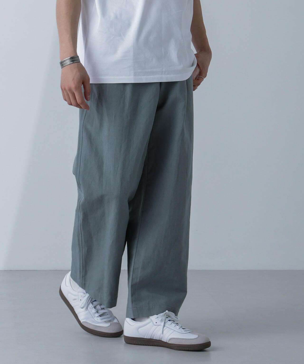 ESLOW / ONE TUCK PANTS w/STITCH