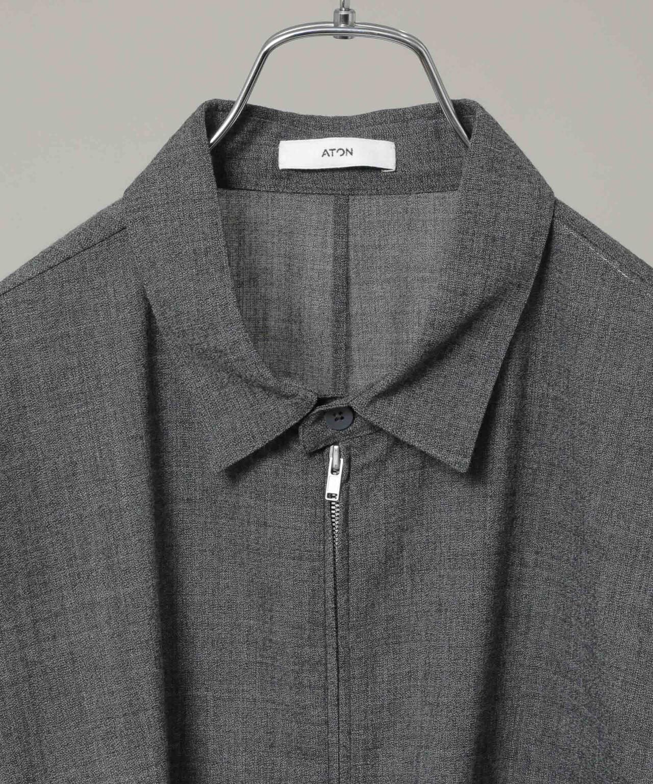 ATON / TWIST WOOL WASHER ZIP UP SHIRT