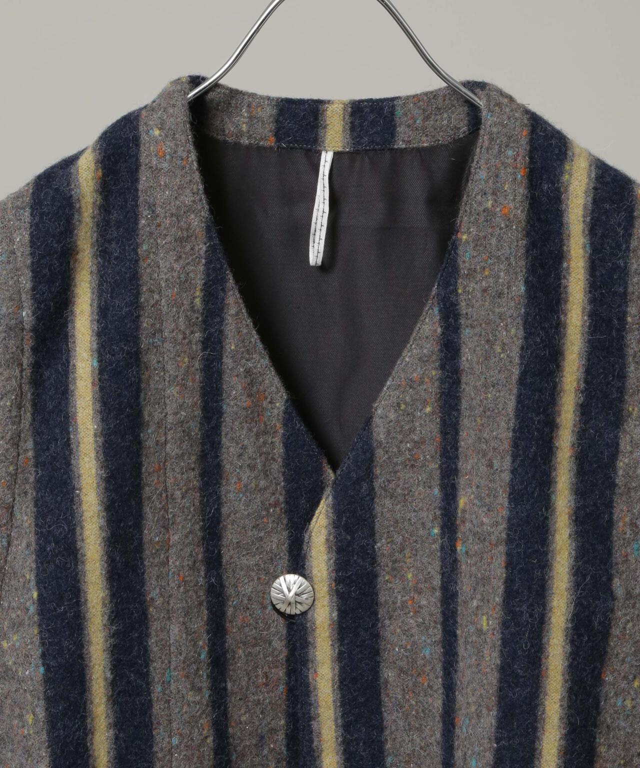 B1413P　▼m's braque エムズ ブラック▼　レーヨンツイード No Collar China Shirts Jacket チャイナジャケット 黒 38 春秋 rb m\u0027s braqueエムズ ブラック正規取り扱い店、通販可能 ON LINE SHOP