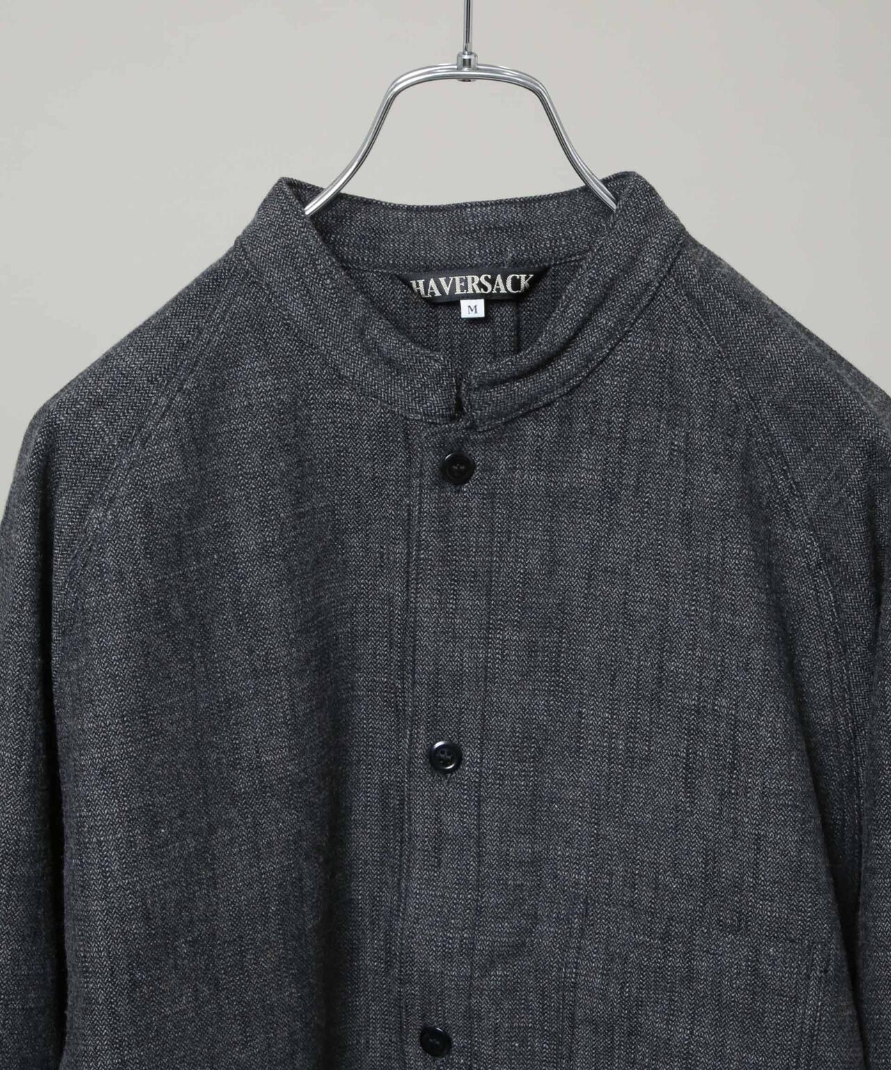 HAVERSACK/C/Wオールドヘリンボーンスタンドカラーシャツアウター 6706112012