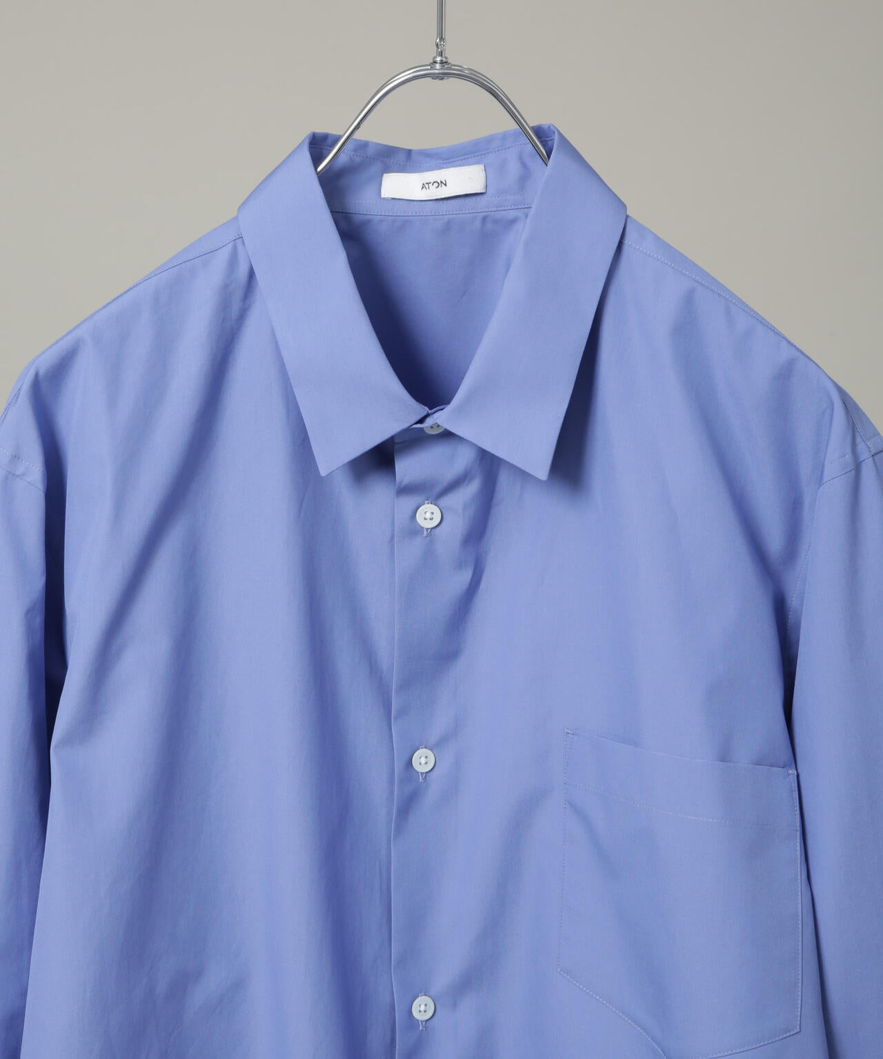 シャツ+ブラウス(長袖+七分) ATON SUVIN BROAD ATON/エイトン】 SUVIN BROAD BAND COLLAR SHIRT/スヴィン