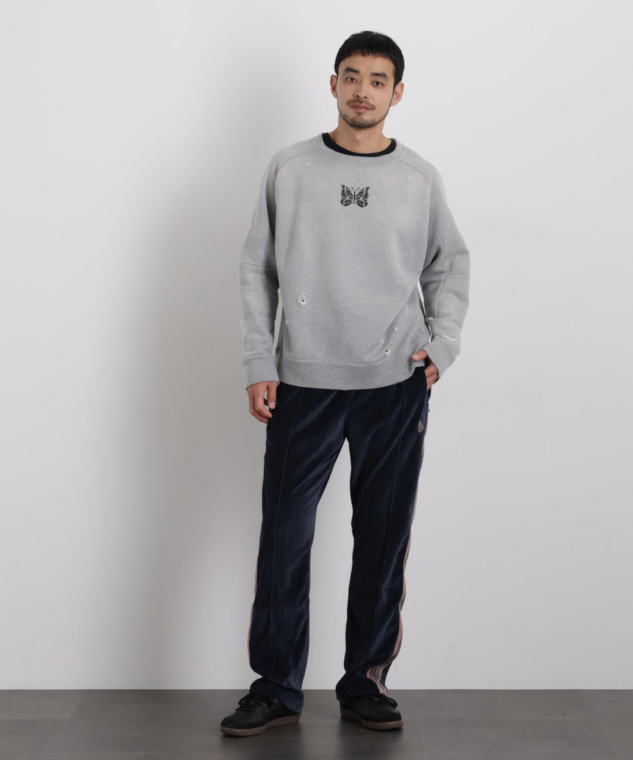 新品Needles DECONSTRUCTED SWEAT SHIRT グレー Needles / Deconstructed Sweat Shirt