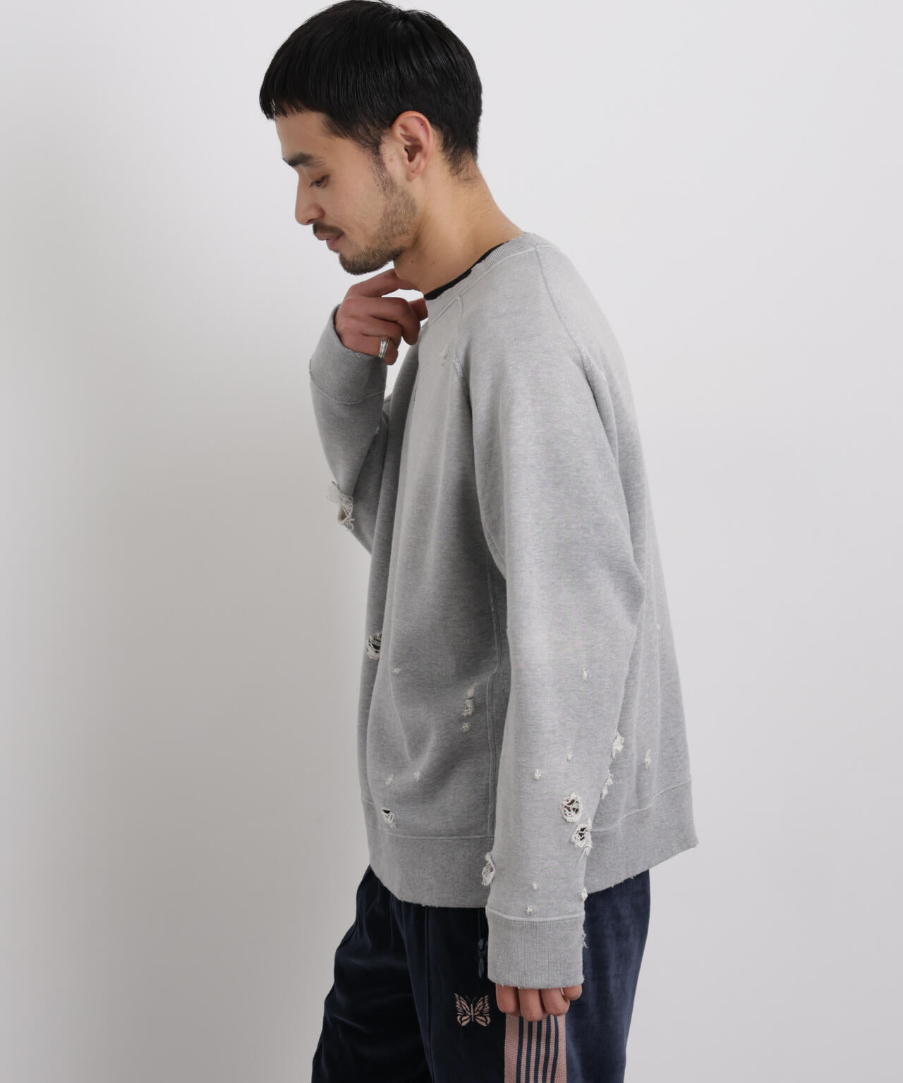 Needles グレー スウェット Sサイズ Needles / Deconstructed Sweat Shirt