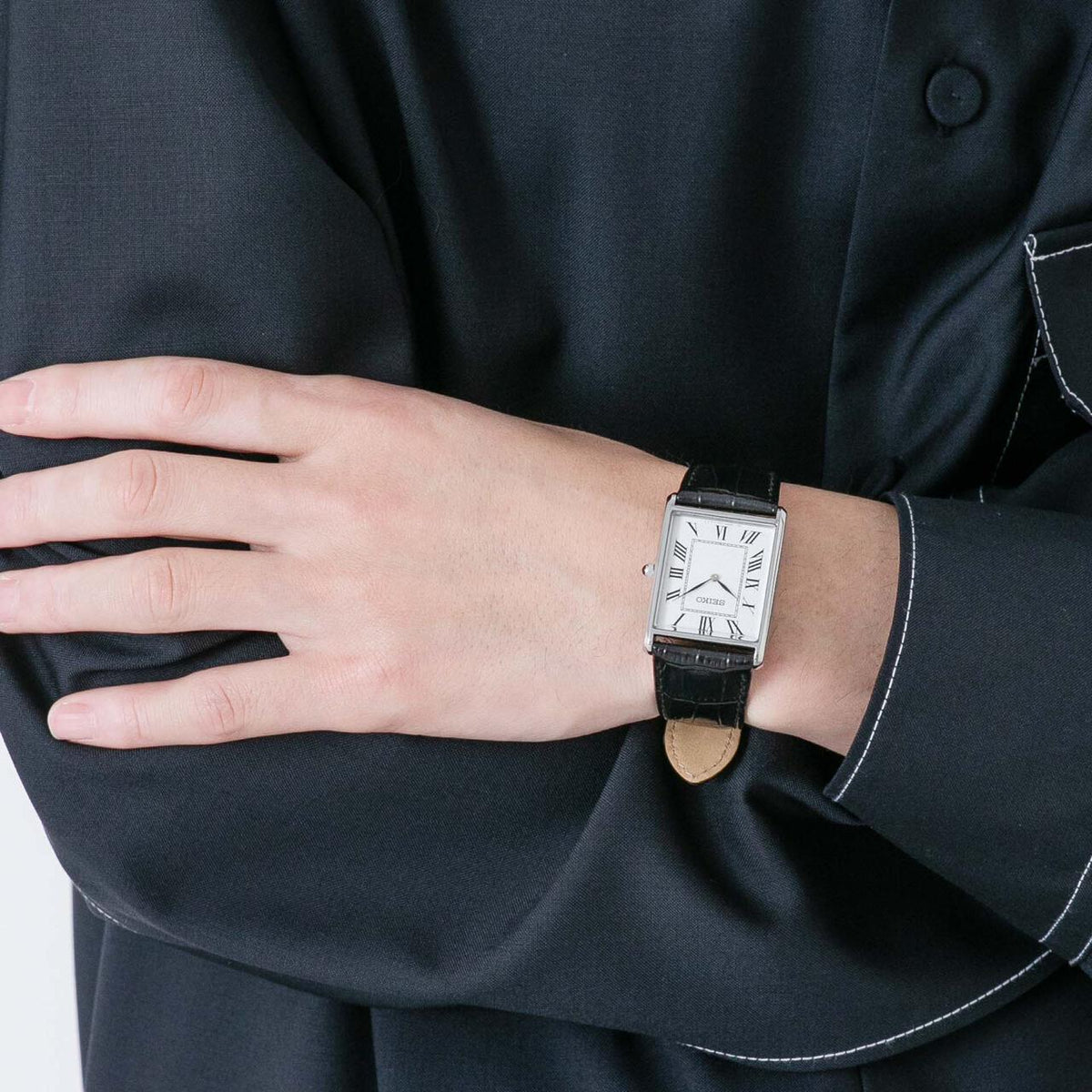 新品⭐︎希少品ROEN コラボレーションクロノウォッチ　デッドストック SEIKO/セイコー コラボレーション スクエア ブラック