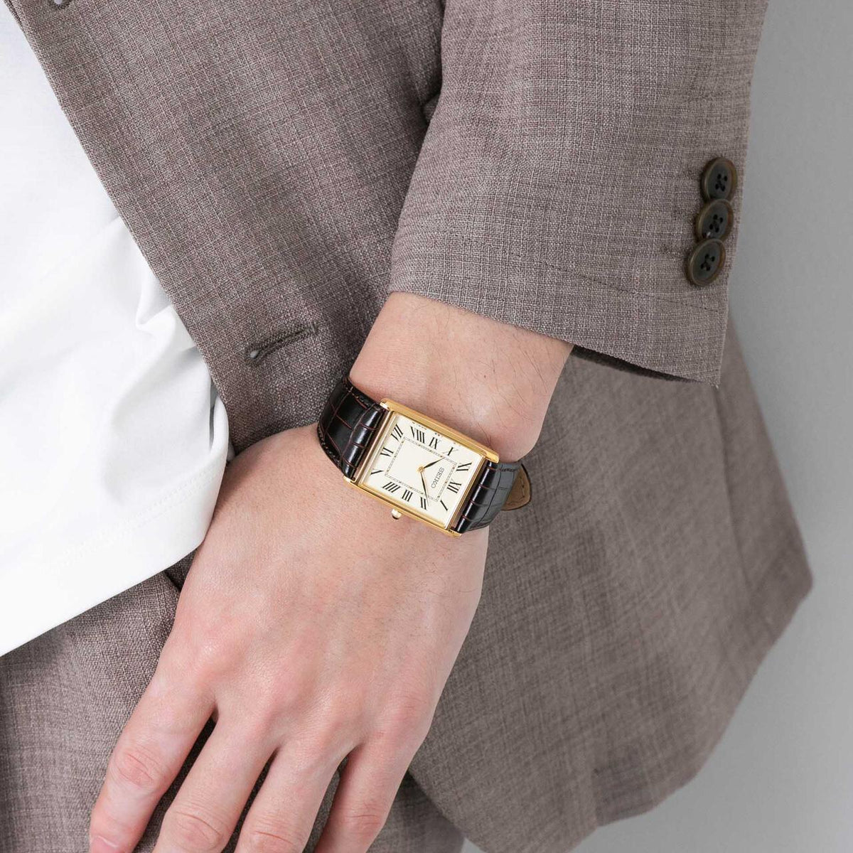 稼動品　SEIKO セイコー　SGP アンティーク　スクエア　腕時計　メンズ SEIKO/セイコー コラボレーション スクエア D.ブラウン